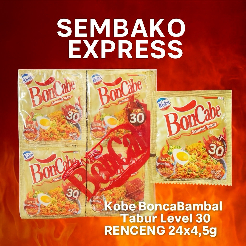 

Kobe BonCabe Sambal Tabur Level 30 Renceng 24 x 4.5g - Pedas Nikmat Praktis
