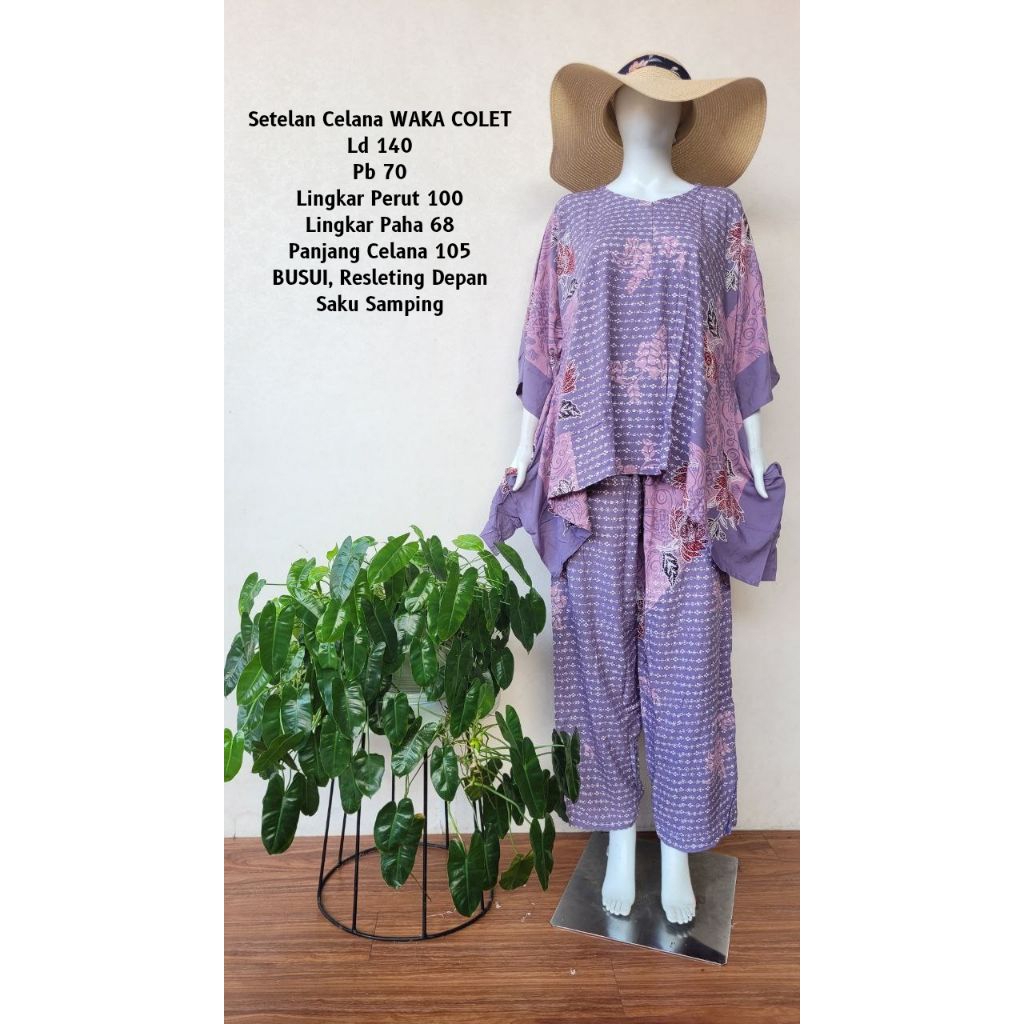 SELING WAKA Colet Setelan Celana Panjang Rayon Premium Jumbo Busui Resleting Depan One Set Terbaru A