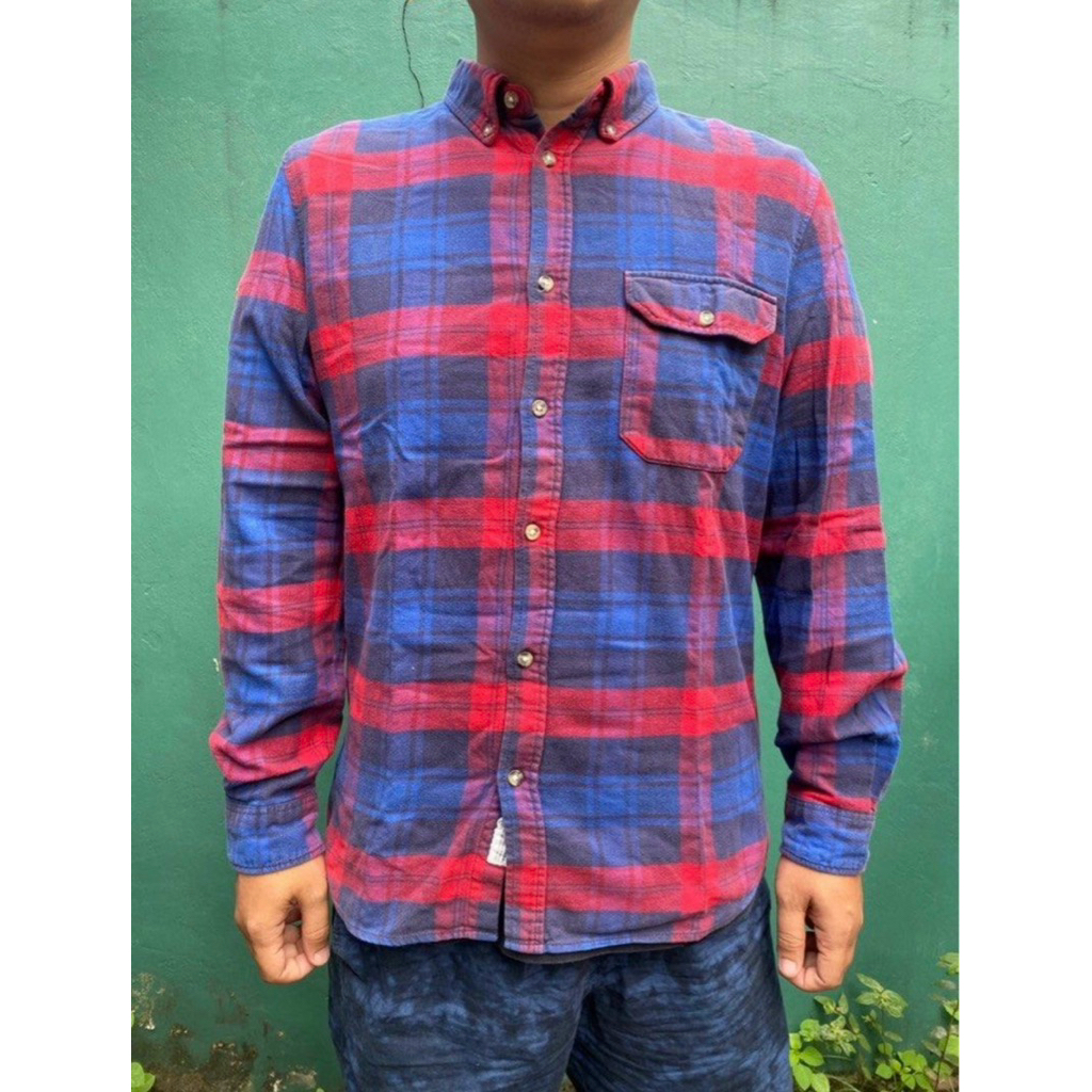 Preloved H&M kemeja flanel atasan lengan panjang cowok pria