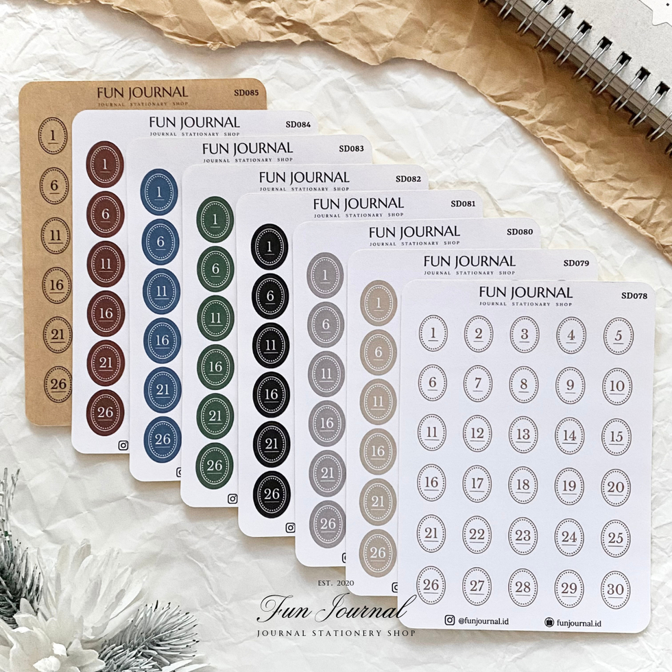 

CLASSIC OVAL DATE NUMBER TANGGAL STICKER STIKER SHEET UNTUK JOURNAL JURNAL SCRAPBOOK DIY PLANNER BULLET JOURNAL BUJO DECORATION DEKORASI