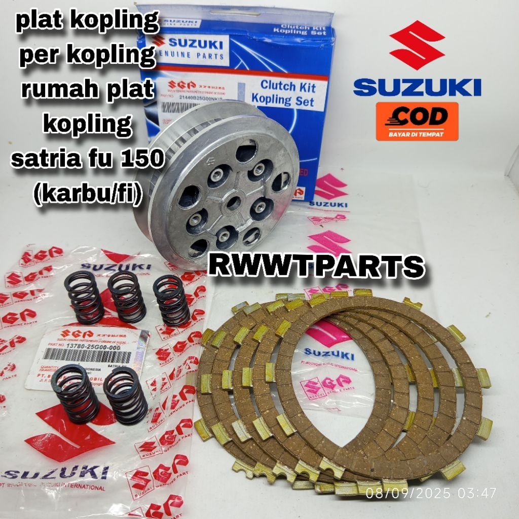 PLAT KOPLING/KAMPAS KOPLING PLUS RUMAH PLAT KOPLING ASSY KAKI LIMA PLUS PER KOPLING SUZUKI SATRIA FU
