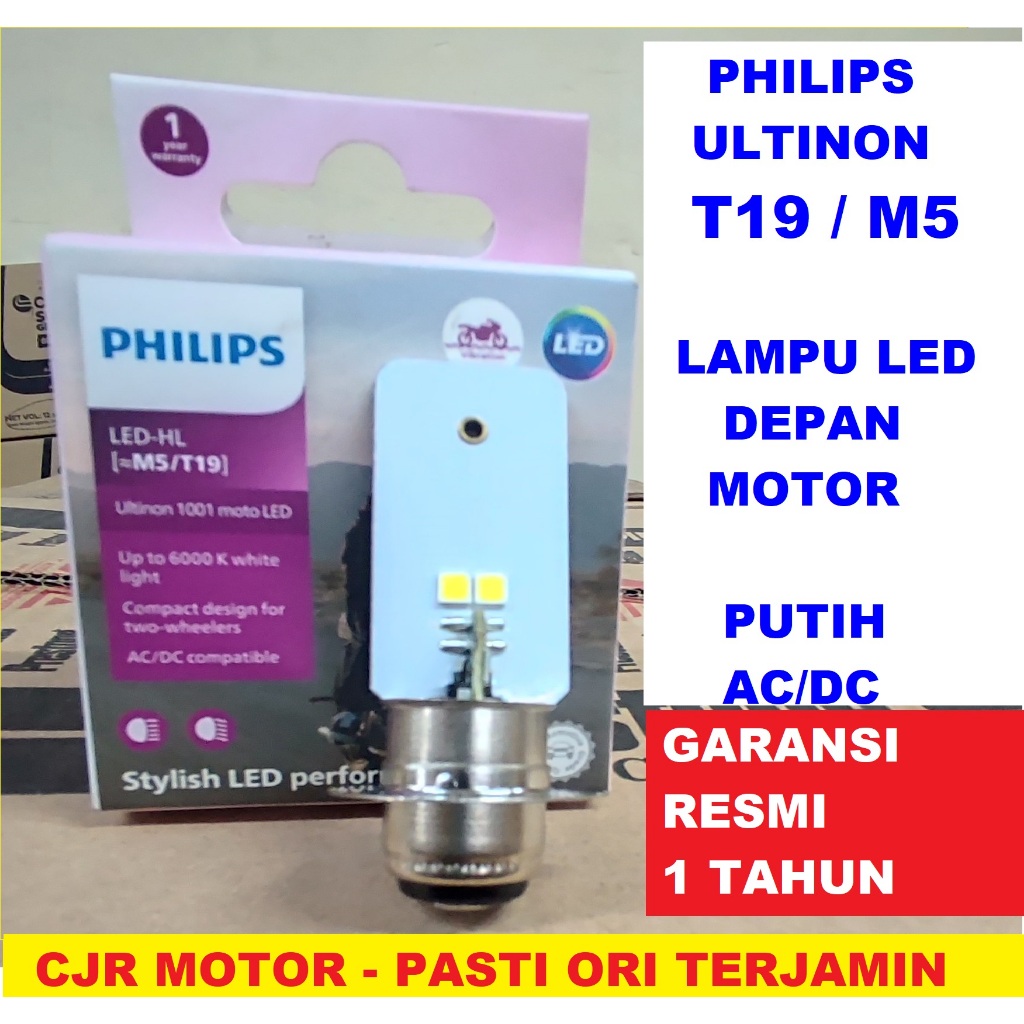 PHILIPS T19 M5 H6 LED 4,5 WATT 12V PUTIH LAMPU DEPAN HI LOW MOTOR MIO BEAT SUPRA 125 VEGA JUPITER MX