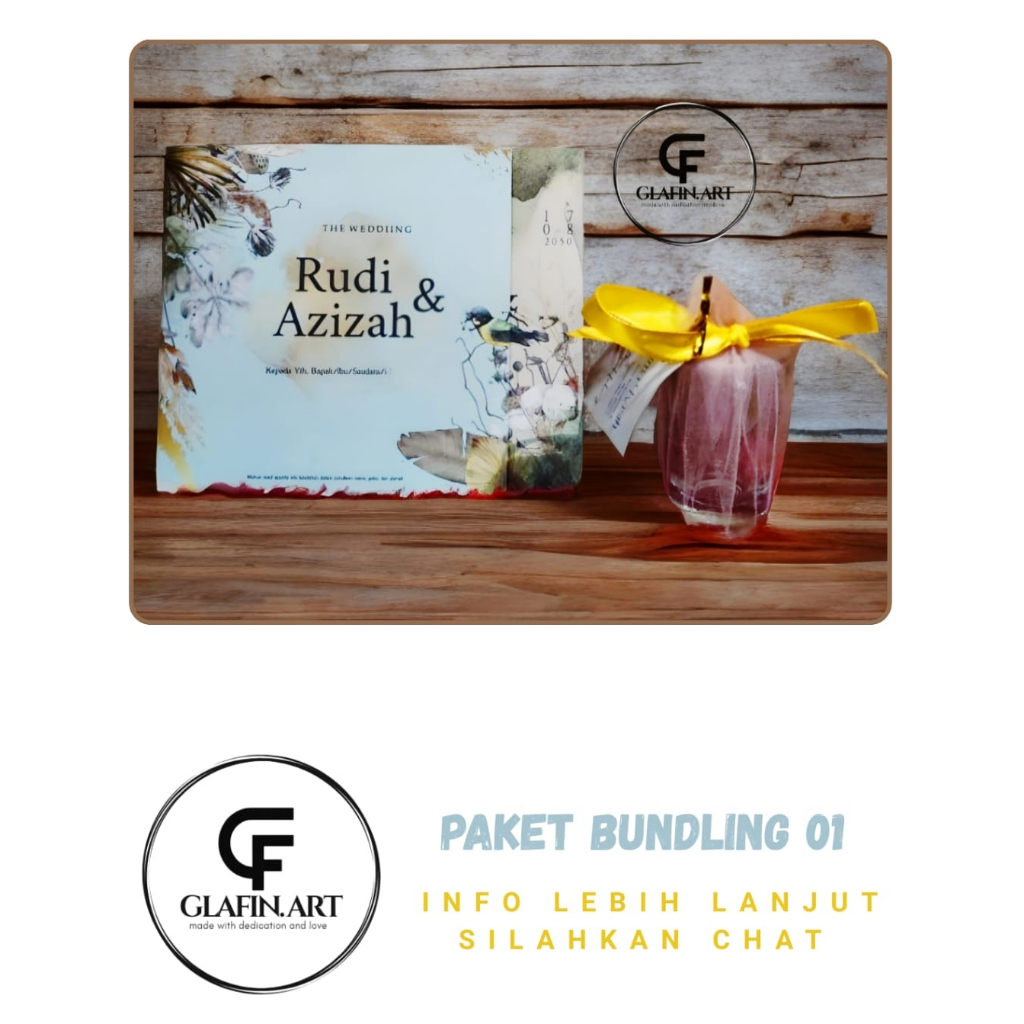 Souvenir Pernikahan Gelas Sloki Bundling Undangan Blangko Kode 01