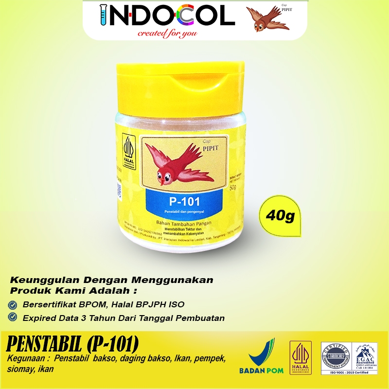 

PENSTABIL P-101 (Pengenyal Extra utk Baso dan Daging) Cap Pipit @40g
