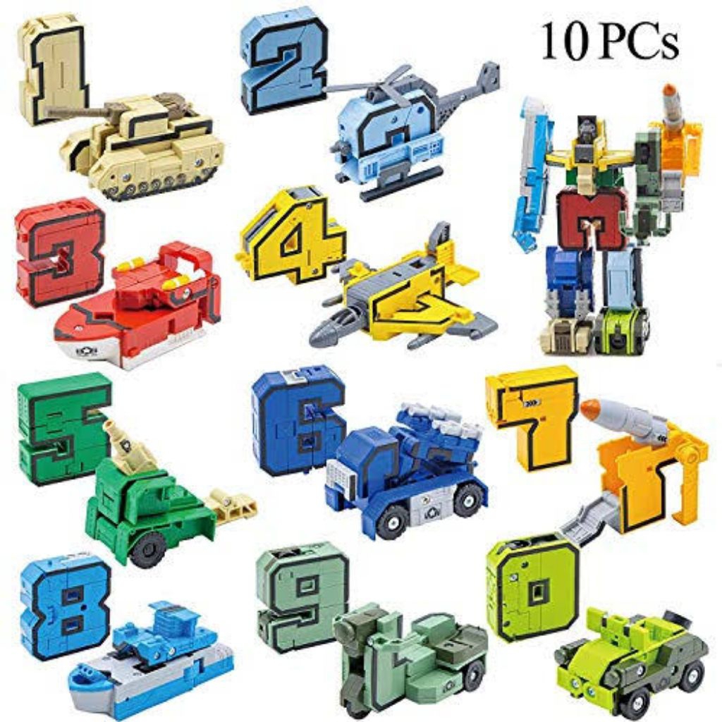 Figure Robot Emco Pocket morphers Number angka Transformers