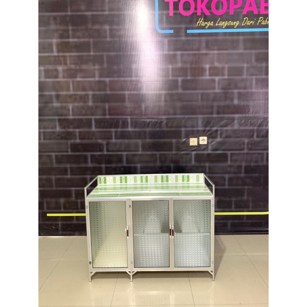 Rak Kompor Kaca 3 Pintu / Rak Piring Alumunium Keramik / Lemari Dapur Murah Bandung Sumedang Subang 