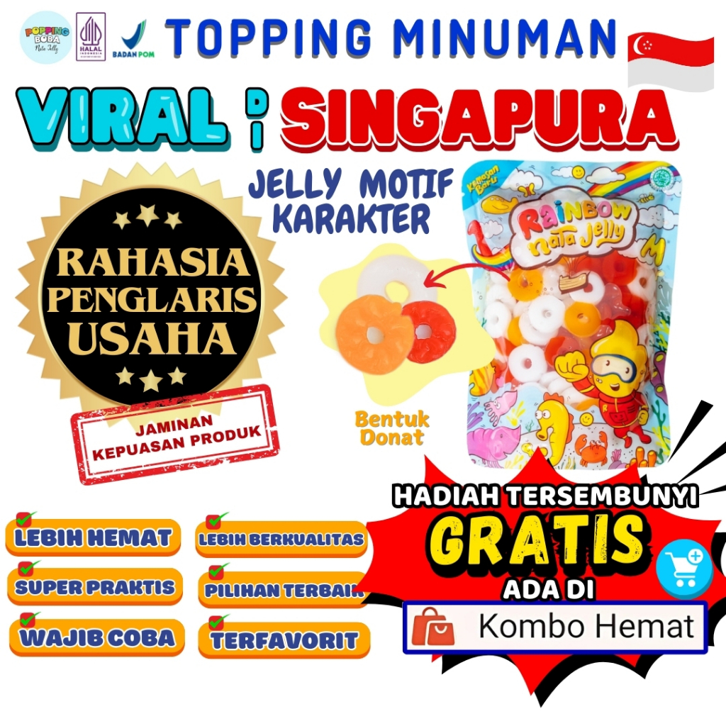 

Jelly Motif Karakter Topping Minuman - Jelly Bentuk Donat Cocok Untuk Semua Minuman | Popping Boba Meletus Pecah Dimulut Nata Jelly