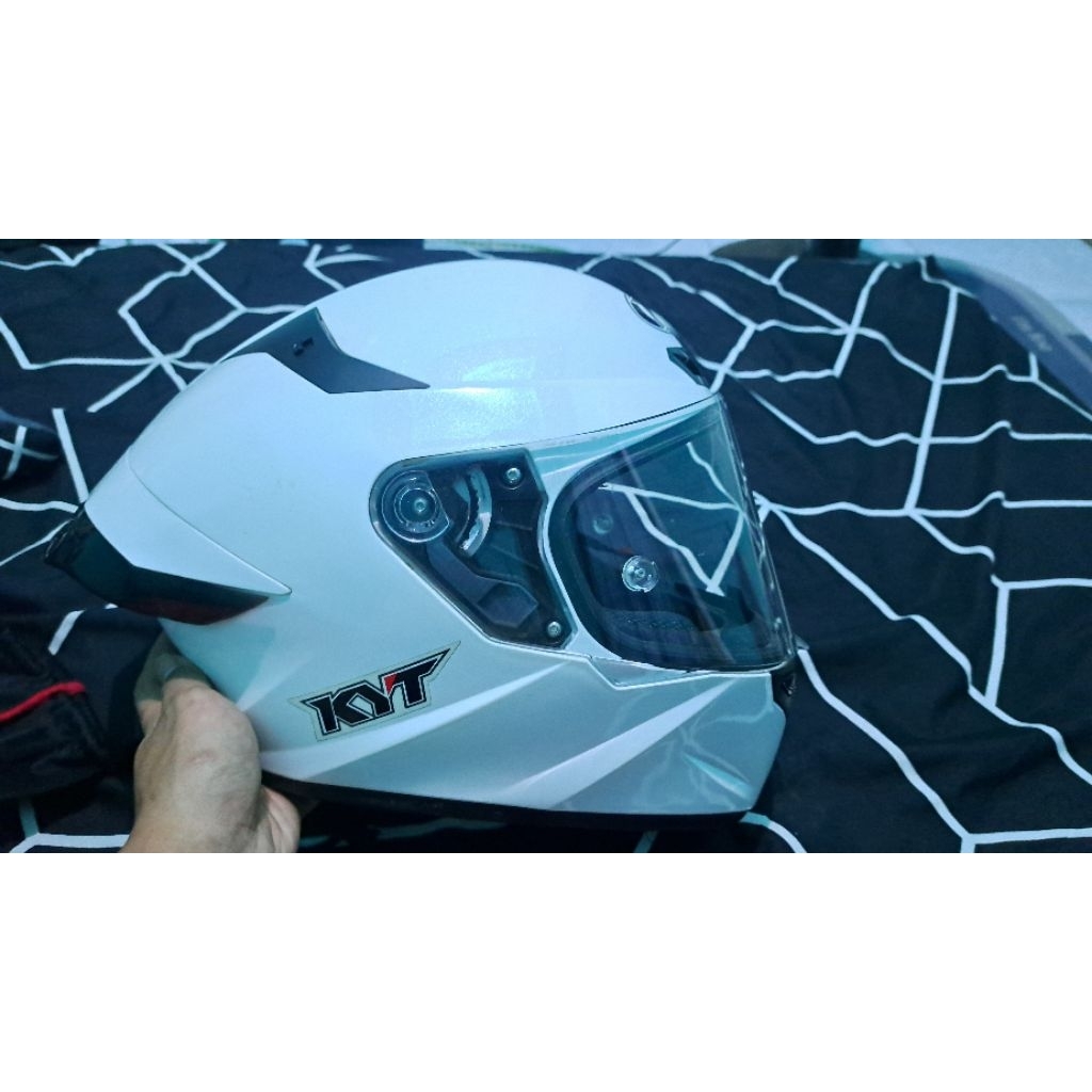Helm Full Face KYT TT-Course Original Putih Size L SNI DOT – Helm Motor Sport Touring