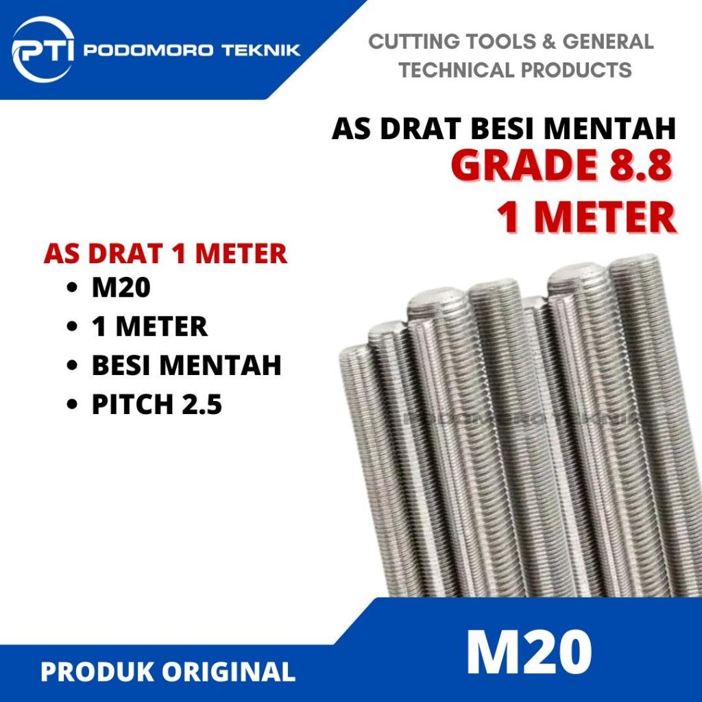 As Drat Besi Mentah M20 Pitch 2.5 Stud Bolts Long Drat 1 Meter
