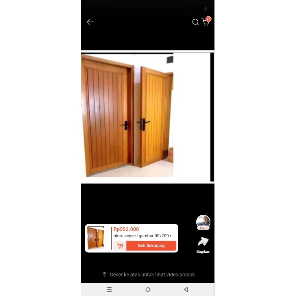 pintu kayu jati 90x200 dan kusennya