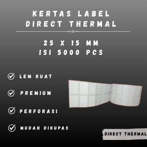 

DT 25 X 15 - 1" @5000 - 2 Line CORE 1 INCH 25X15MM 25 X 15 MM 2.5X1.5 CM 2.5 X 1.5 CM BARCODE LABEL THERMAL DT STICKER STIKER 5000 PCS