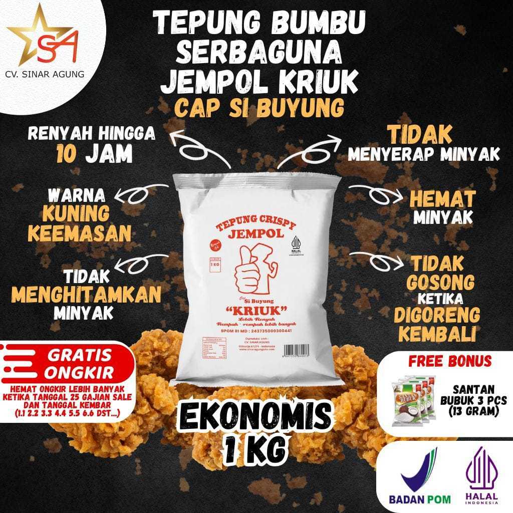 

[1 KG] Kemasan Ekonomis 1 KG-Tepung Bumbu Jempol Crispy Serbaguna Si Buyung Renyah Gurih FREE BONUS