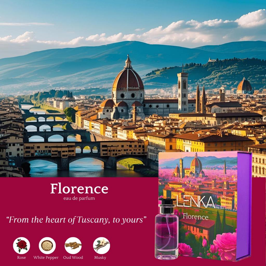 Lenka - Parfum Unisex Florence Eau de Perfume 60ml  - Feminim Wanita Pria, Wangi Bunga Lembut Elegan