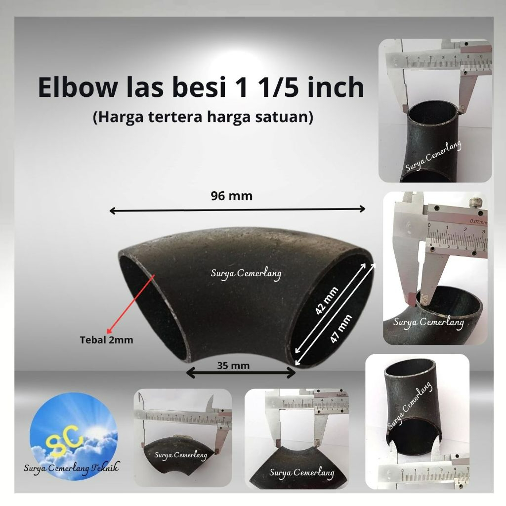 Elbow Las Besi 1,5  inch  Pipa Las / Elbo Lbow Keni Knee Pipa Las Knee Penyambung Pipa Besi 1 1/2  i