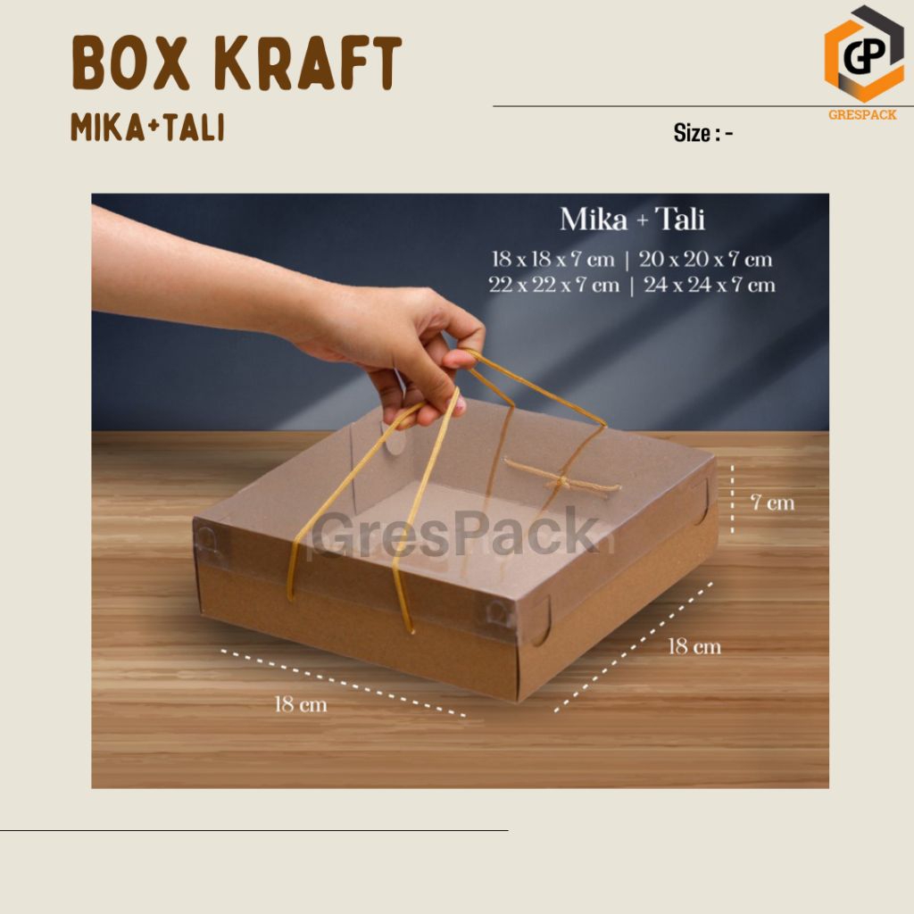Dus Kraft Tutup Mika+Tali/Box Kue