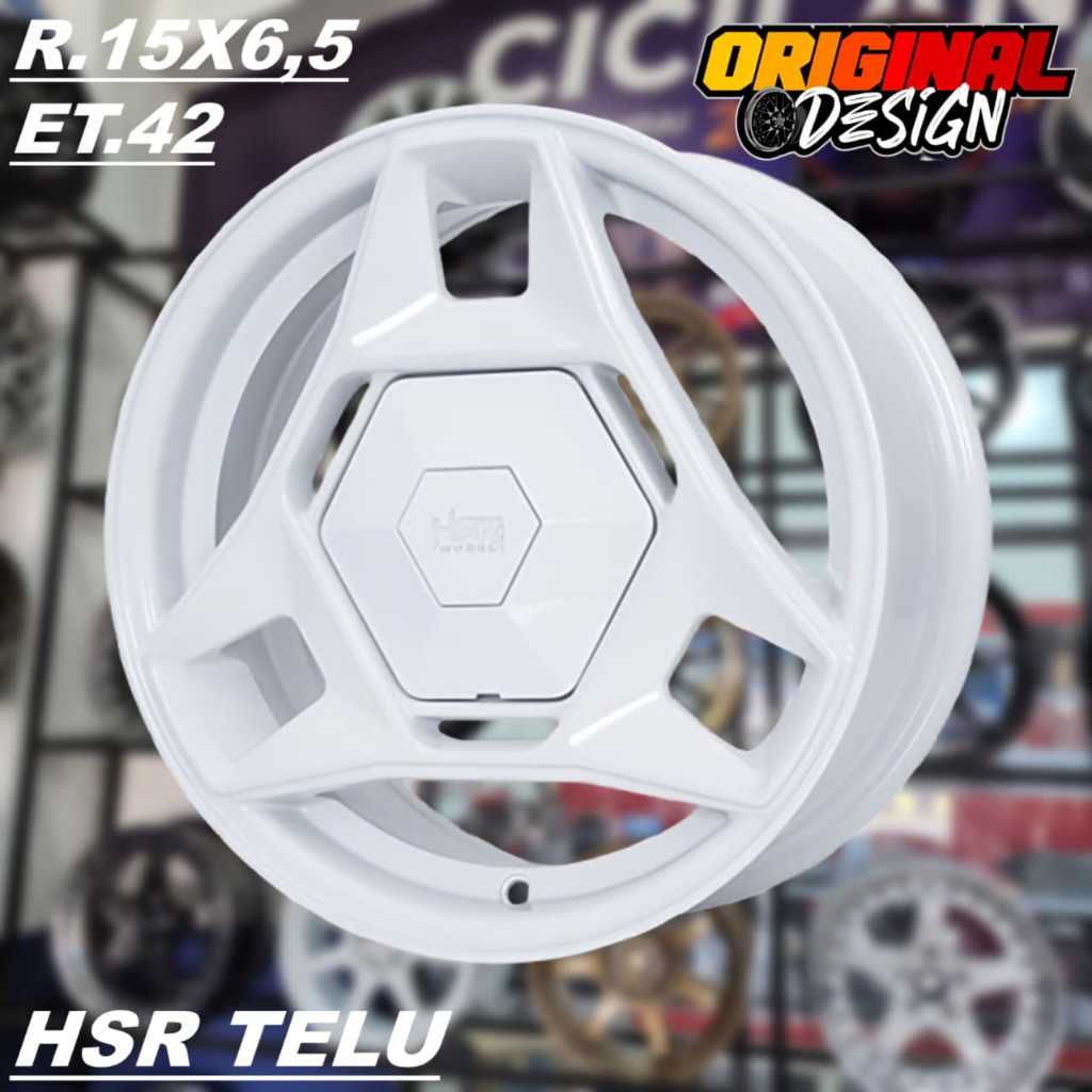 Pelek Mobil BRIO, AGYA, AVANZA, Ring 15 Lubang 4 HSR TELU R15 Warna Putih