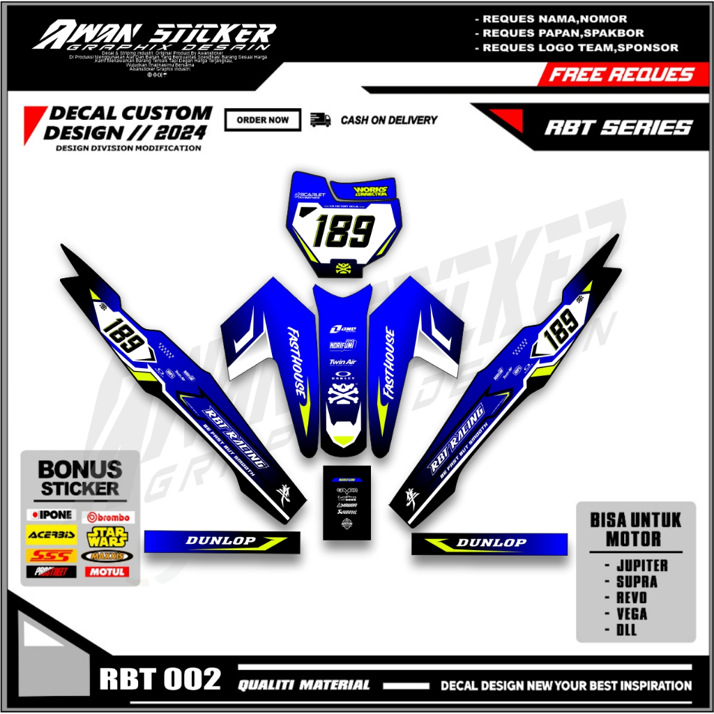 Sticker striping RBT RBT VEGA R VEGA SUPERMOTO RBT new terbaru AWN.002