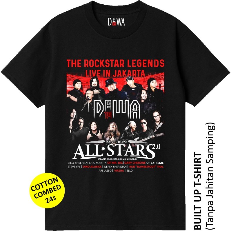 T-shirt Musik Band Dewa 19 Kaos Konser Dewa19 Featuring All Stars 2025 Baju Pria Lengan Pendek