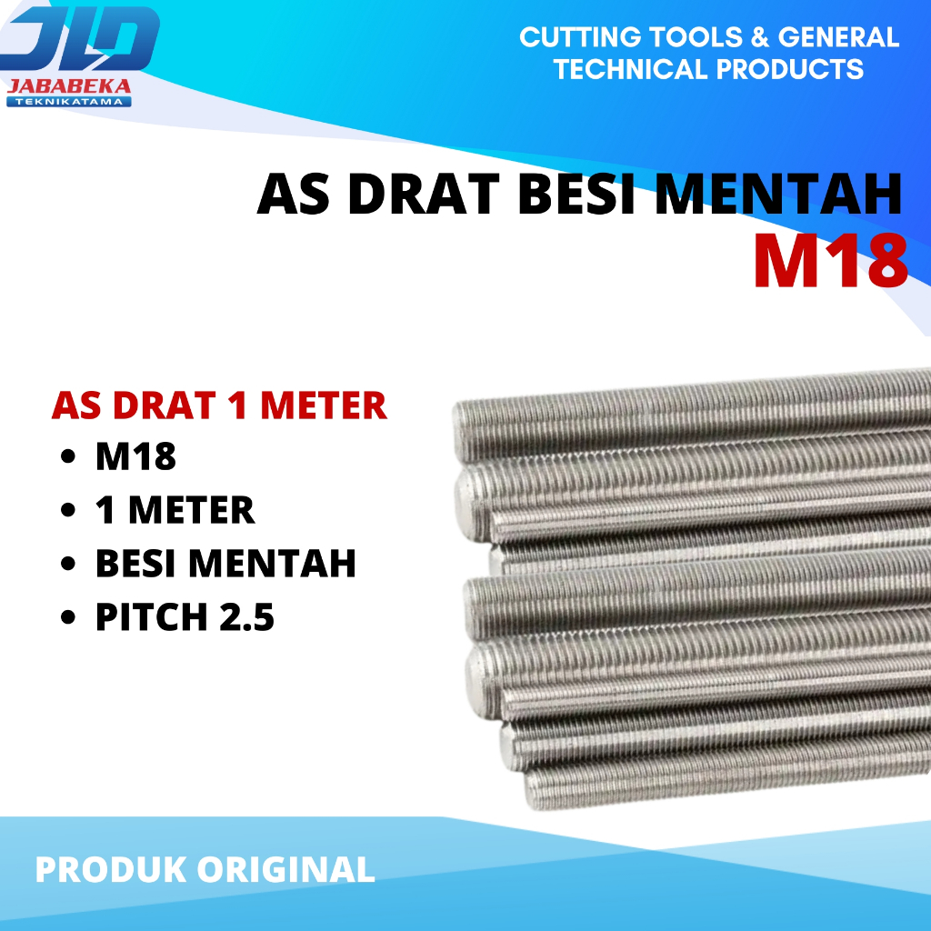As Drat Besi Mentah M18 As Long Drat Besi Mentah Panjang 1 Meter