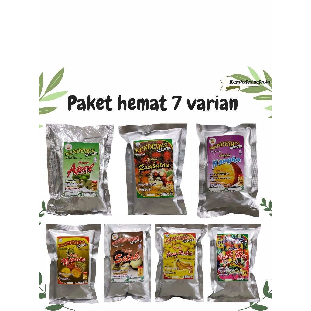 

PAKET HEMAT KERIPIK BUAH 7 VARIAN KEMASAN 50GRAM