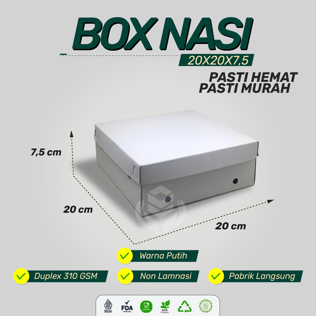 Dus Nasi Kotak 20x20 | Box Nasi 20x20 | Dus Catering Nasi | BB5D3