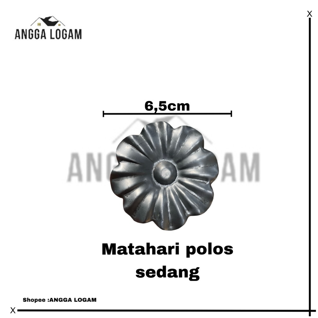 Bunga Matahari sedang Besi plat // ornamen pagar besi