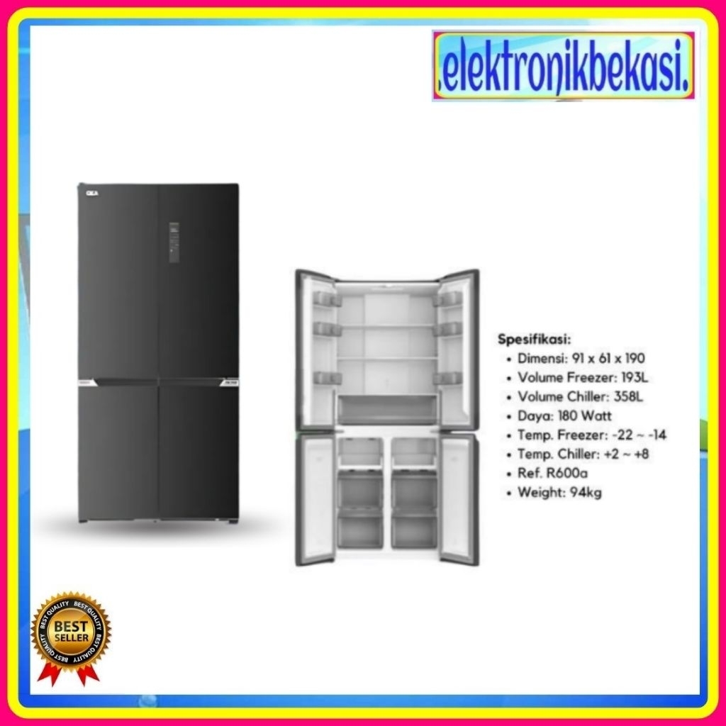 KULKAS GEA G4D 551BLACK INOX / KULKAS GEA SIDE BY SIDE 551 LITER INVERTER / GEA G4D-551 BLACK INOX