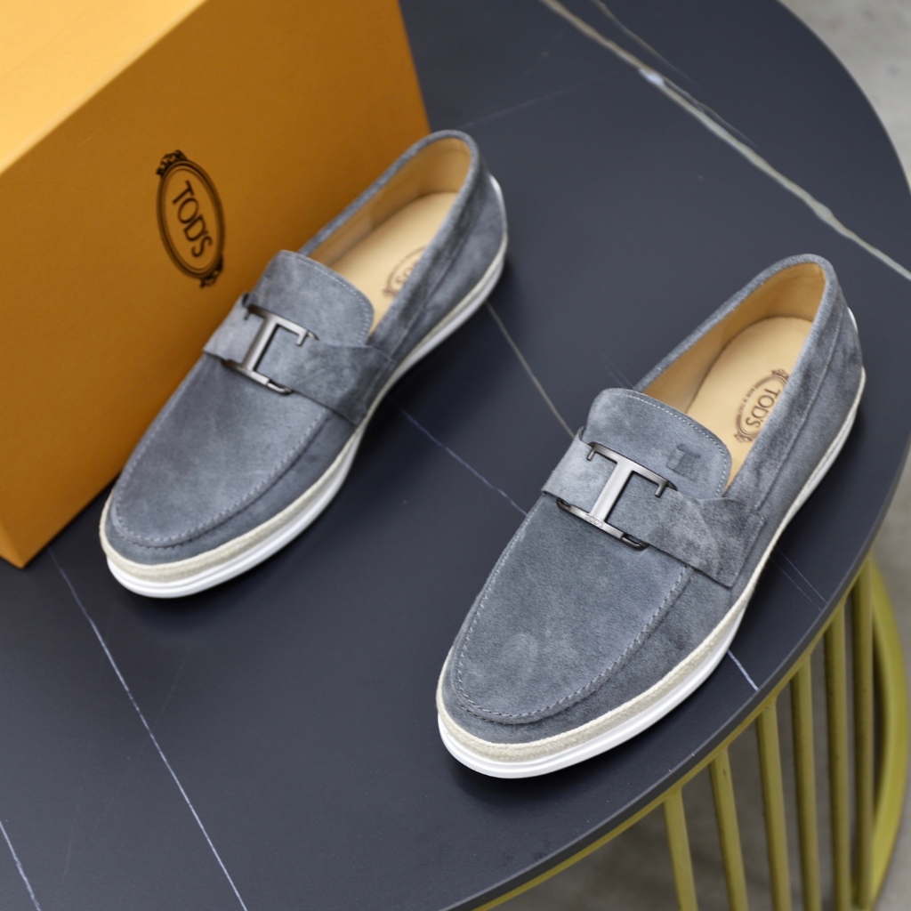 TODS TODS sepatu kulit kasual pria sepatu kulit suede abu-abu