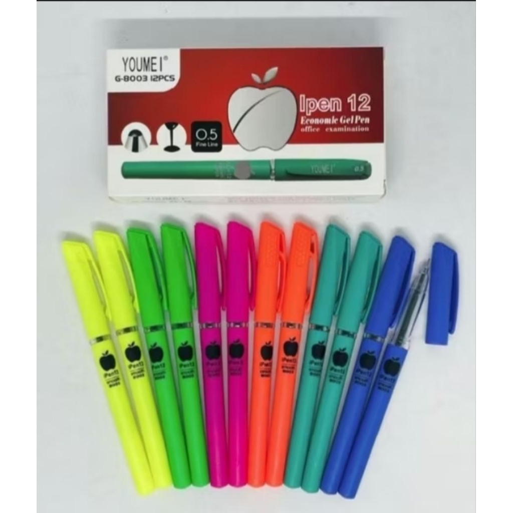 

Pulpen Gel Apel / Pen Ipen Murah /Bolpen Apple 0.5mm Isi 12Pcs