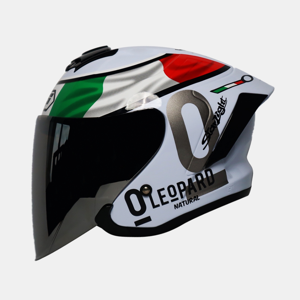 HELM JS ARMOR LEOPARD ITALY SNI/HELM PAKET GANTENG/HELM KACA IRRIDIUM/HELM KEREN/HELM PRIA/HELM WANI