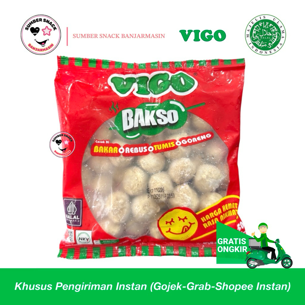 

Vigo Bakso Sapi (Isi 50 Pcs/Pack) (500g) (Frozen Food - Khusus Instan)