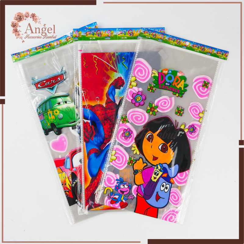 

PLASTIK SNACK ULANG TAHUN ISI 12 LEMBAR UKURAN 18X36 MOTIF KARTUN BINGKISAN KADO HARGA PALING MURAH