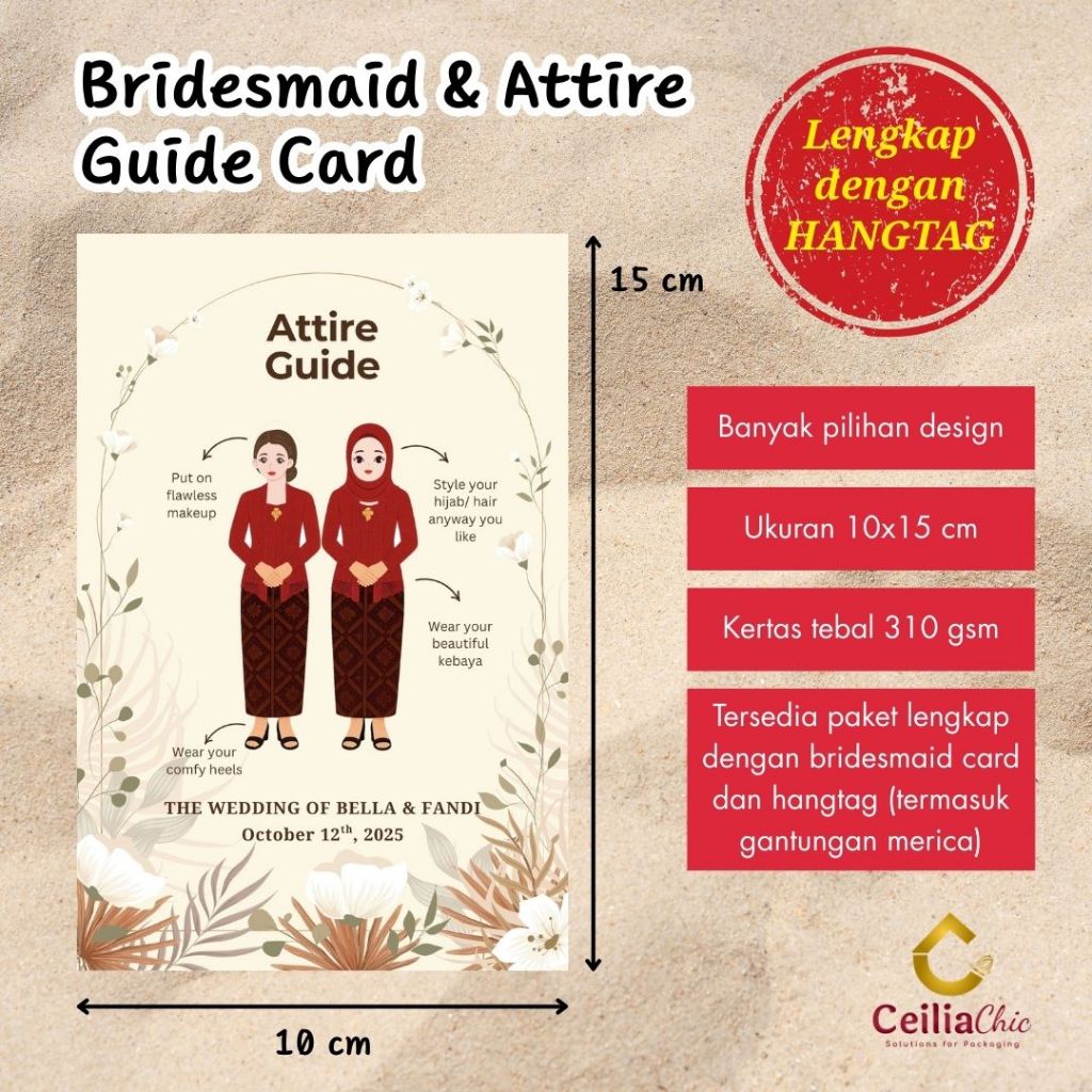 Attire Guide Card / Bridesmaid Card / Kartu Bridesmaid Pernikahan