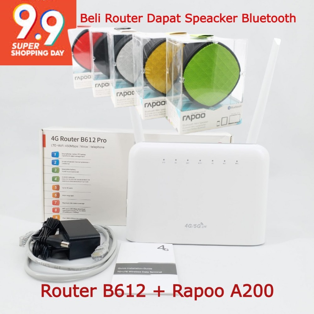 9.9 Puncak Diskon Beli Router B612 Dapat Speacker Bluetooth Rapoo A200