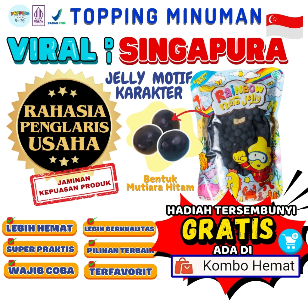 

Jelly Motif Karakter Topping Minuman - Jelly Bentuk Mutiara Besar Hitam Cocok Untuk Semua Minuman | Popping Boba Meletus Pecah Dimulut Nata Jelly