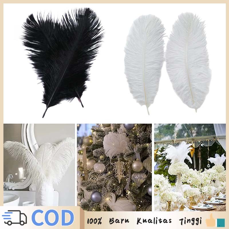2pcs Bulu Ostrich Bulu Ostrich Panjang Bulu Ostrik Bulu Burung Besar 38-45 Cm
