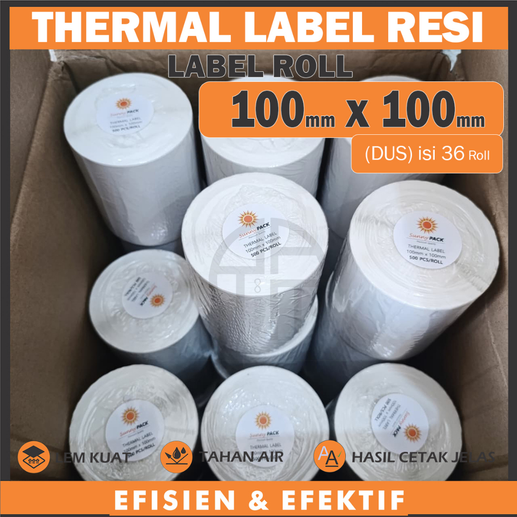 

DUS isi 36, Stiker Label Resi 100x100 100 x 100 Kertas Thermal Label Resi