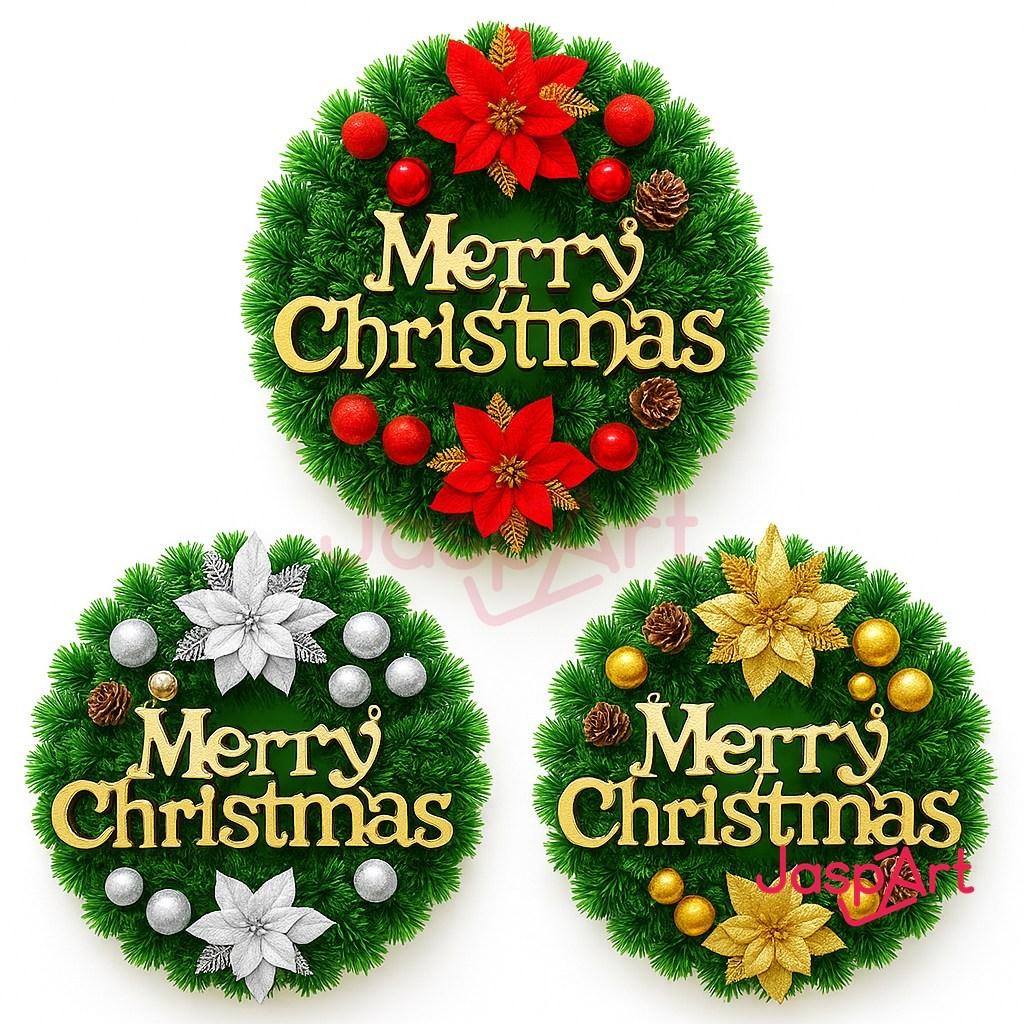 Krans Natal Besar / Christmas Wreath Hiasan Pintu Rumah Dekorasi Natal Cantik Garland Pintu Natal