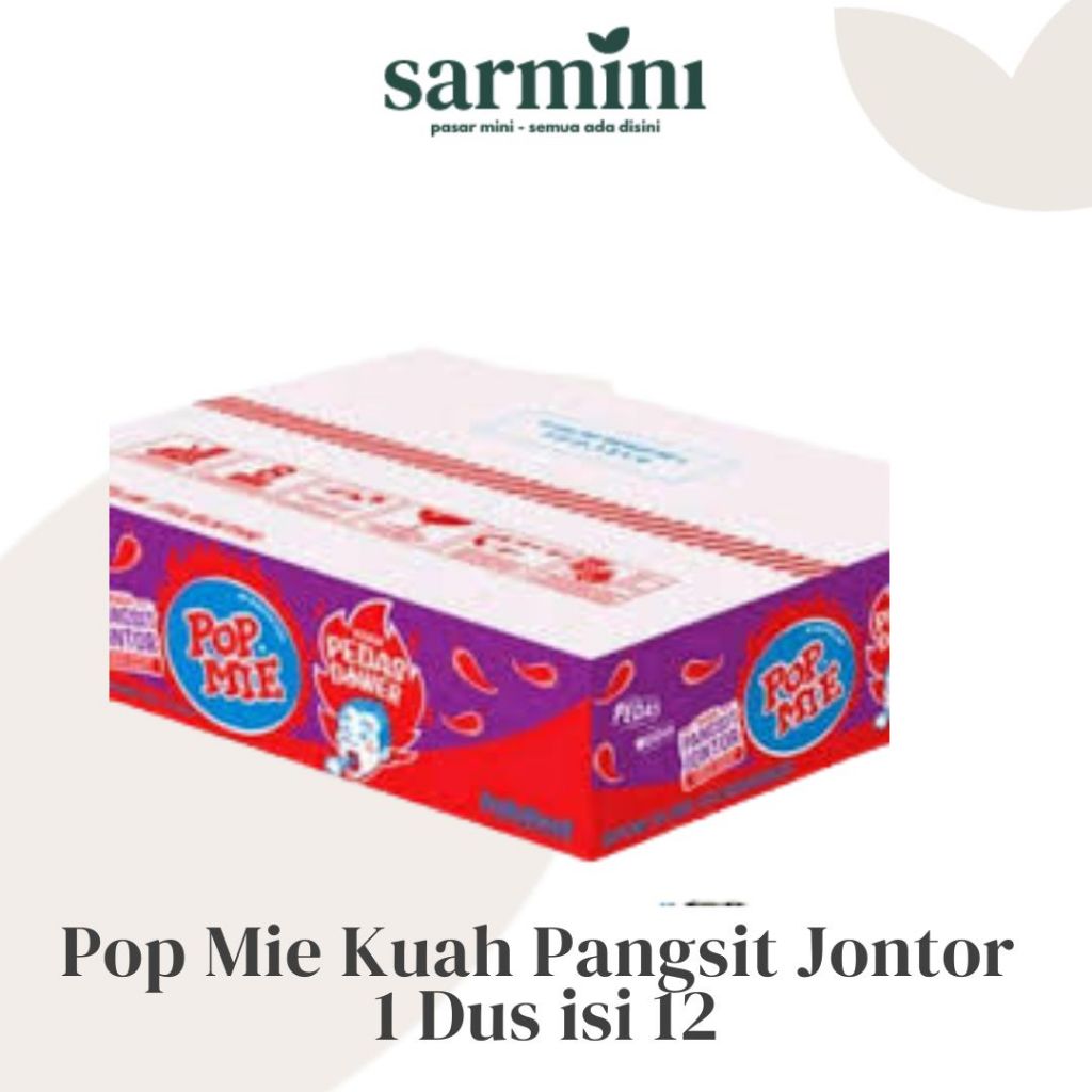 

Pop Mie Kuah Rasa Pangsit Jontor 75gr 1 Dus isi 12