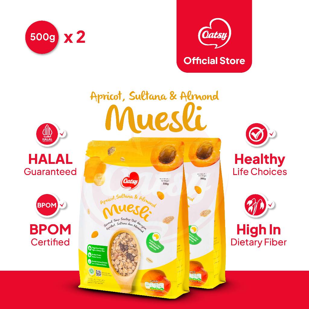 

Oatsy Muesli Apricot Sultana dan Almond 500g (Double Pack)
