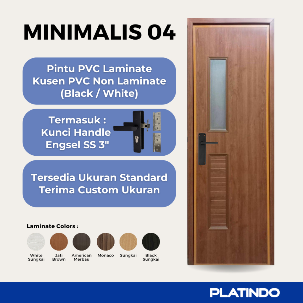Pintu PVC Kamar Mandi Minimalis 04 Platindo (Custom Ukuran)