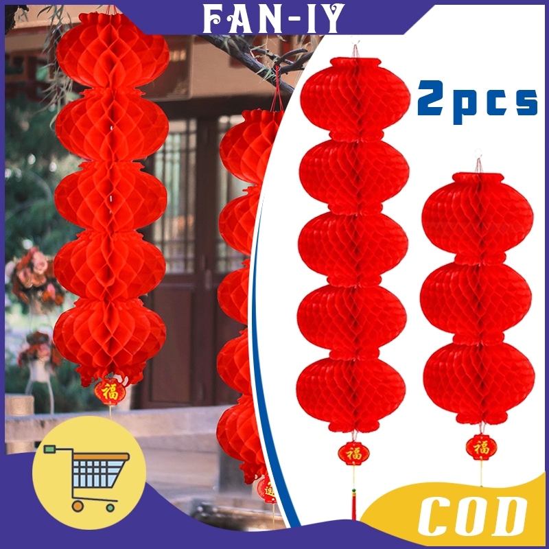 2Pc Lampion Imlek Lampu Lampion Imlek Lampion Bulat Hiasan Imlek