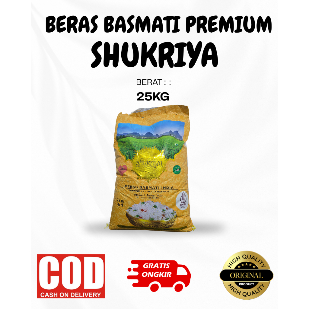 Beras basmati premium Shukriya / Berat 25 kg / Beras Basmati India
