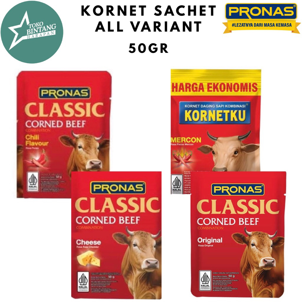 

Kornet Daging Pronas Classic Original, Keju, Pedas, Mercon