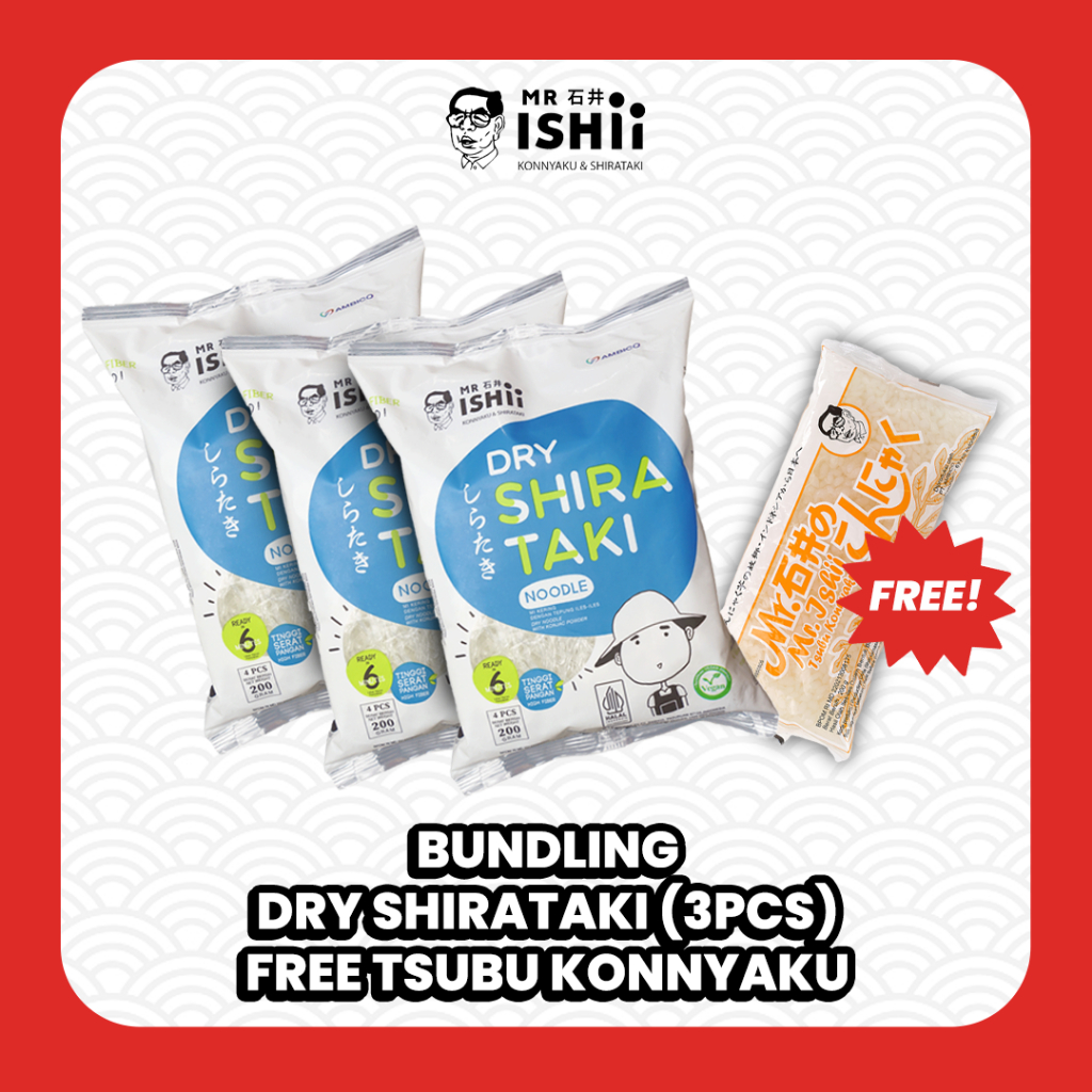 

MR. ISHII - Paket Bundling - Dry Shirataki (3 Pcs) Free Tsubu Konnyaku (1 Pcs)