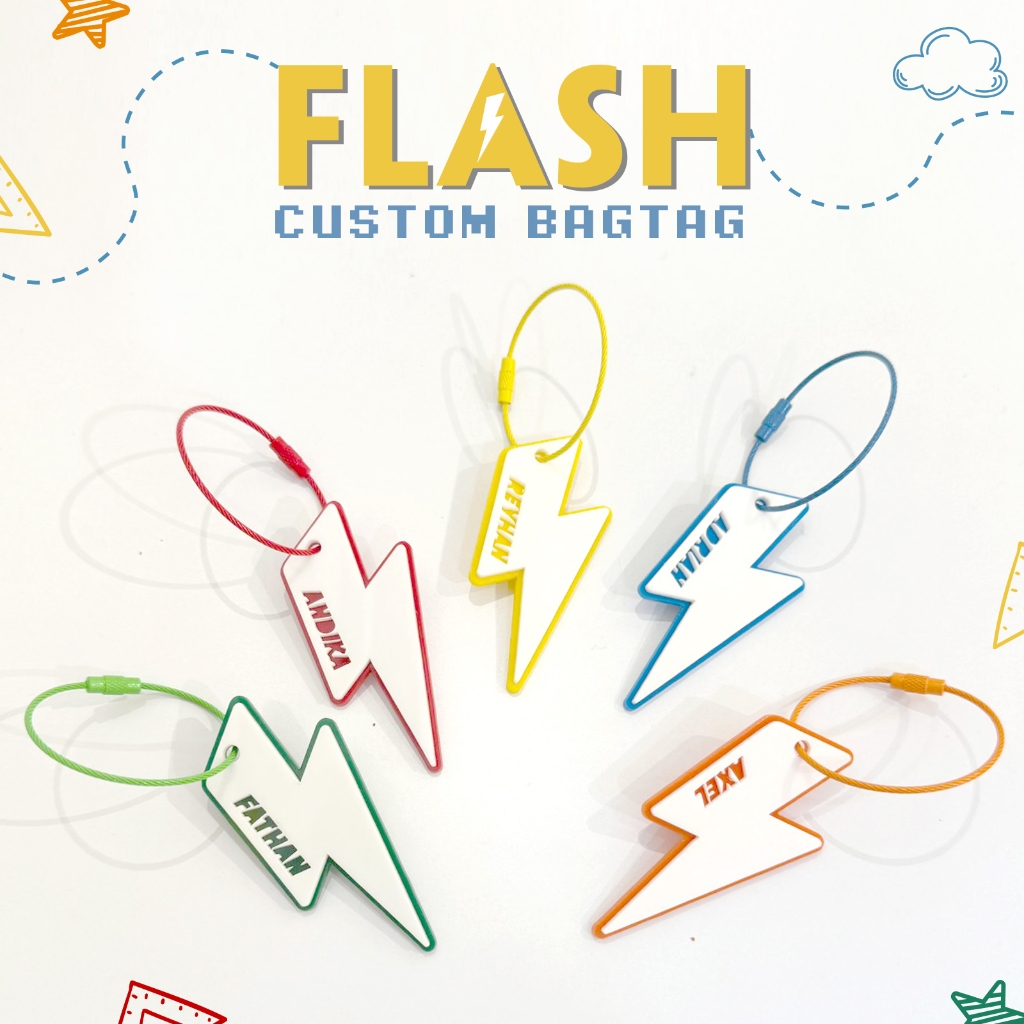 

TANPA PO - FLASH BAG TAG CUSTOM NAMA 2 LAYER / GANTUNGAN TAS CUSTOM NAMA