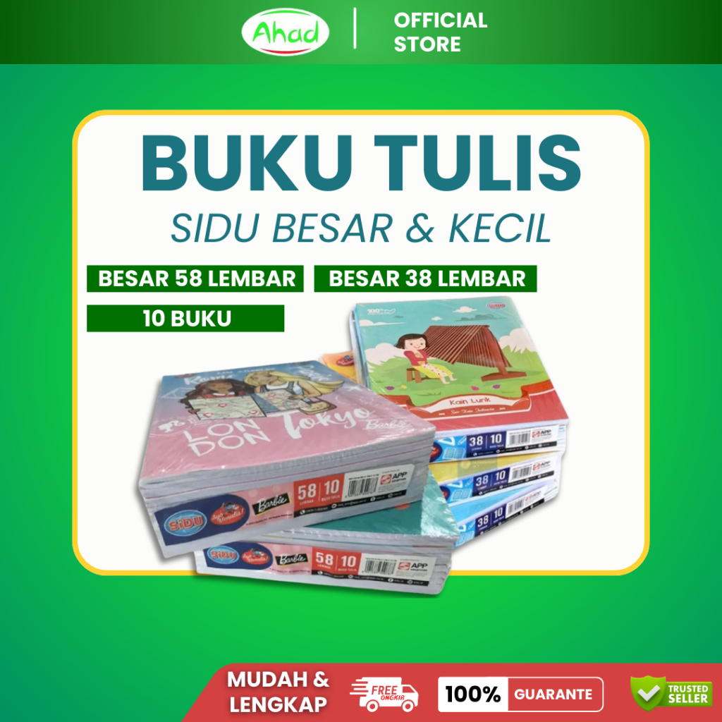 

Buku Tulis Sidu 38 / 58 Lembar | Paket Buku + Pensil Greebel 2B | Satuan & Paket