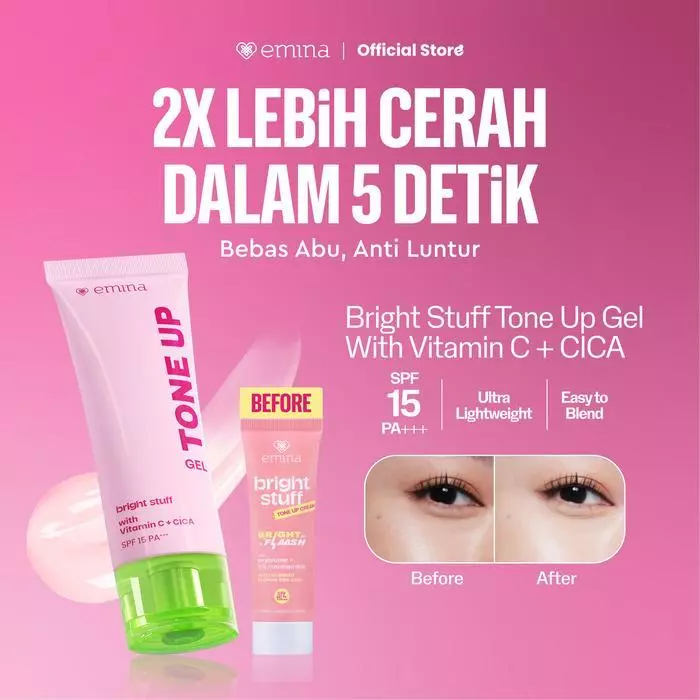 [NEW PACK] EMINA BRIGHT STUFF TONE UP GEL PELEMBAB WAJAH MOISTURIZER TONE UP - 20ML