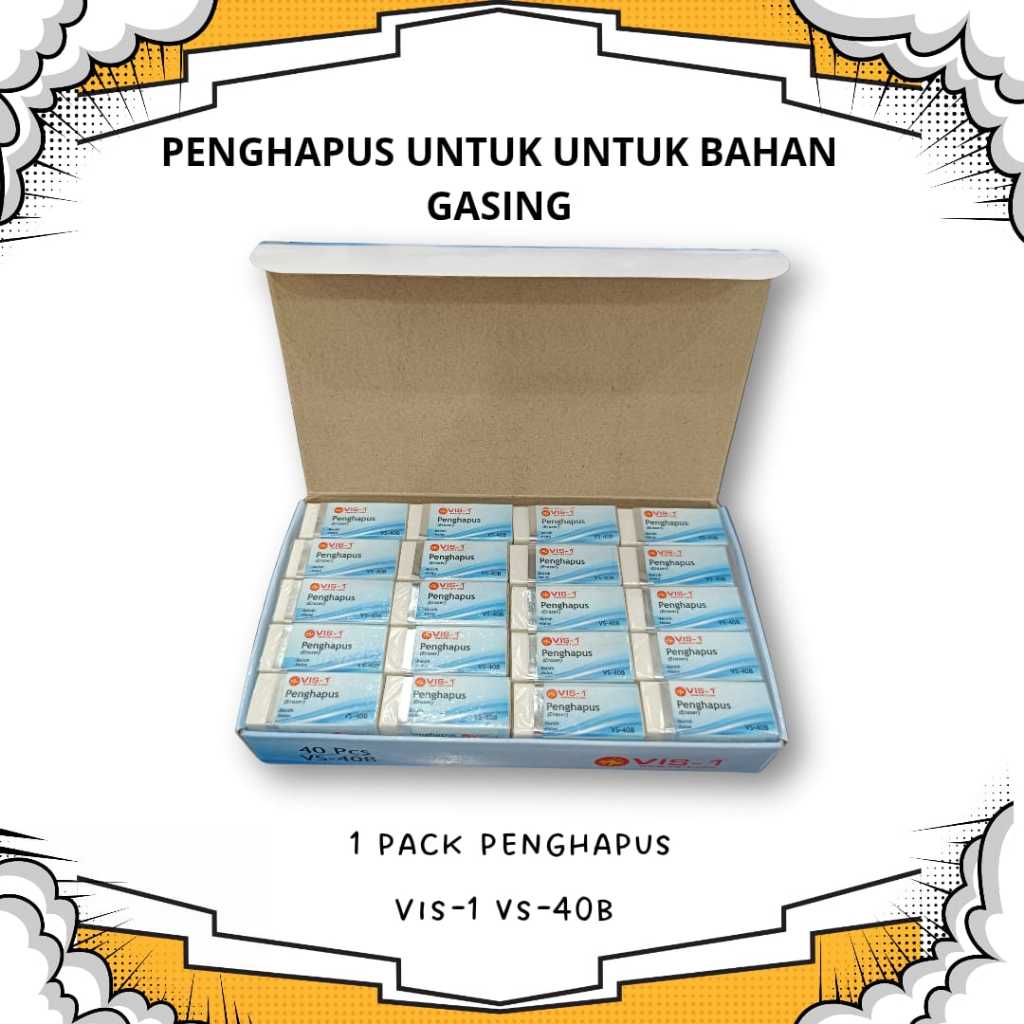 

vis-1 VS-40B penghapus putih kecil 1 pack isi 40pcs
