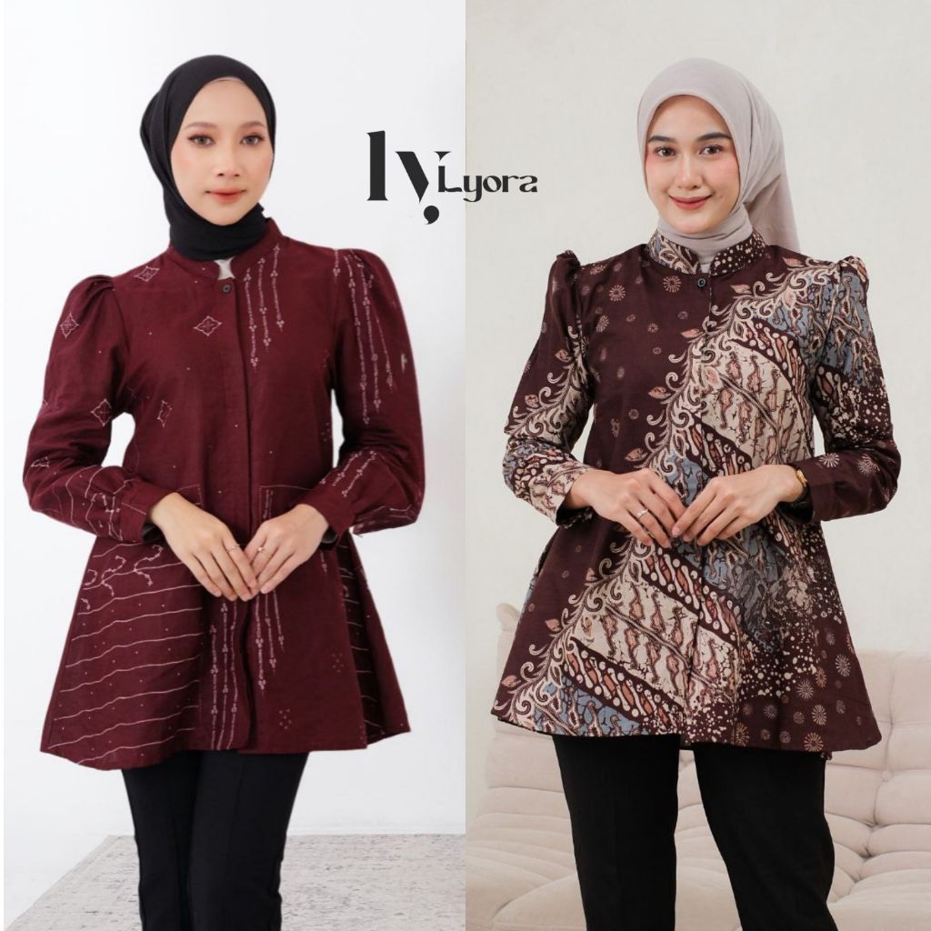 atasan batik wanita modern terbaru baju batik wanita puffy kekinian atasan batik wanita kerja kantor